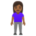 🧍🏾‍♀️ woman standing: medium-dark skin tone display on Google